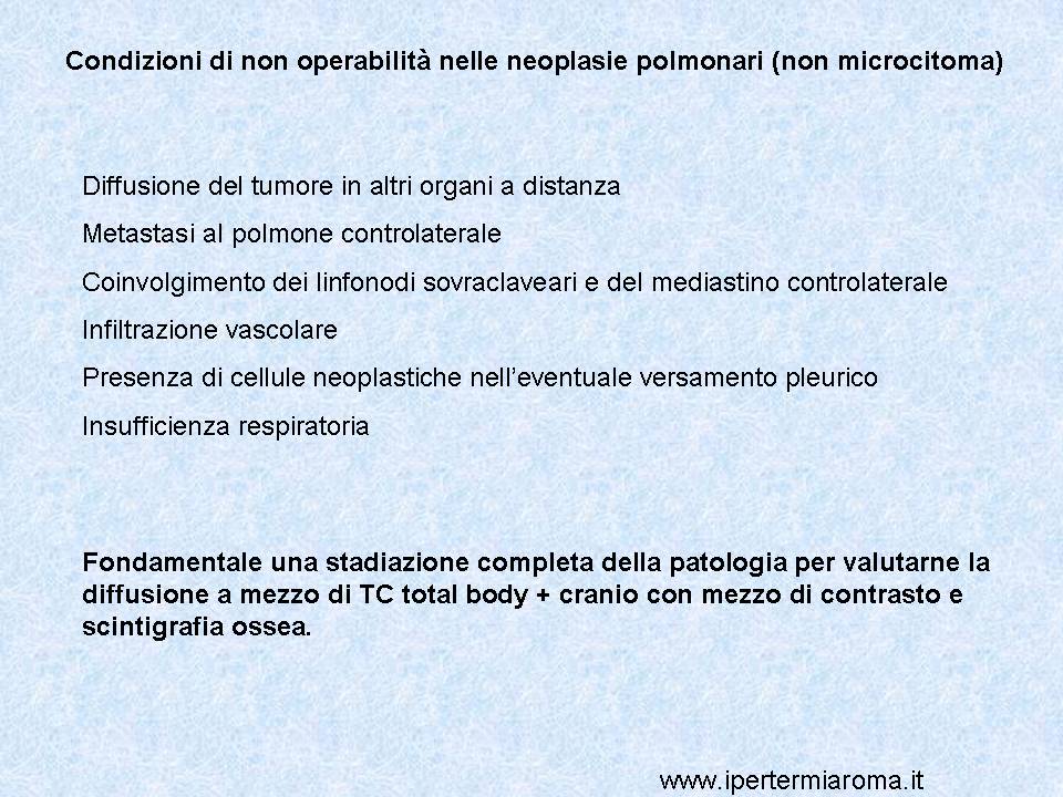 Criteri Operabilità Tumore Del Polmone Ipertermia Oncologica